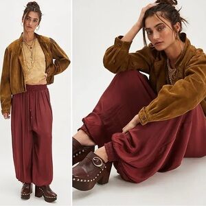 Free People Billowy Bohemian Silky Sleepover Crush Balloon Genie Harem Pants XL